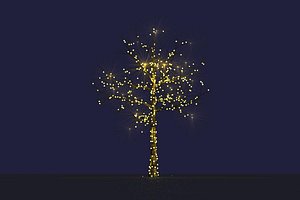 tree with yellow garlands