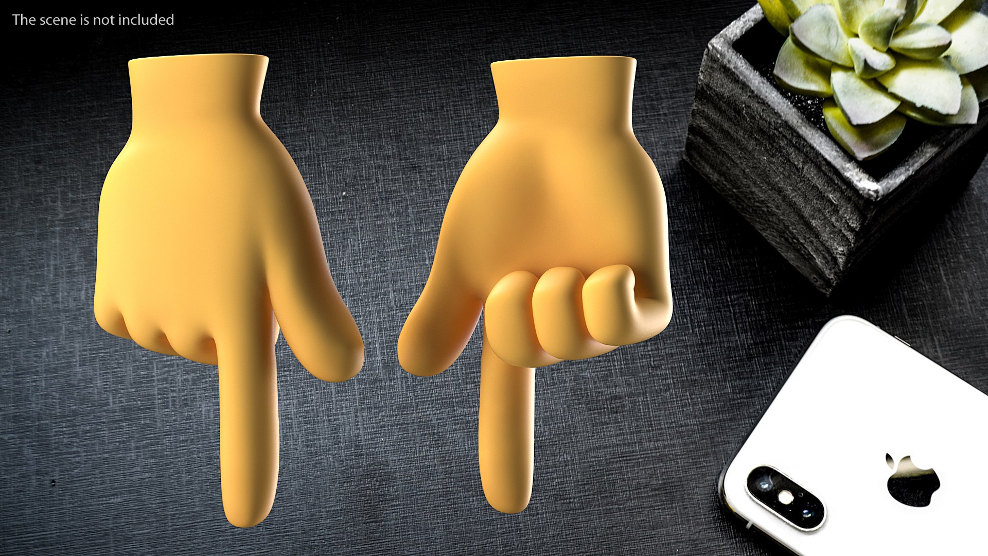Backhand Index Pointing Down Emoji 3D model preview