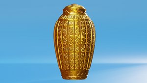 3D Ornated Gold Urn 3