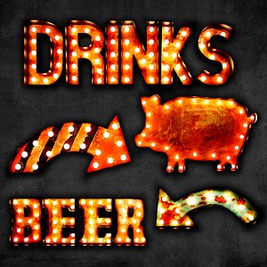 lighted metal sign set 3D model