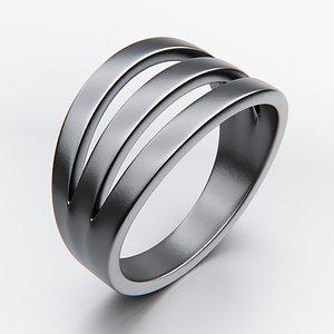 Triple Split Band Ring - Minimal Geometric Cutout 3D print model