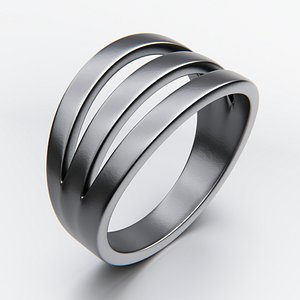 Triple Split Band Ring - Minimal Geometric Cutout 3D print model