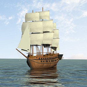 3D battle battleship ship model