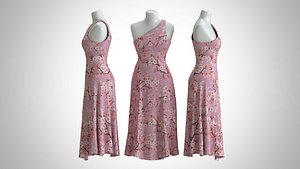 Woman Dress 2 Pink Flower Blossom model