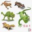 3d rigged lizards chameleon iguana
