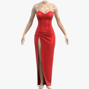 3D red sexy dress