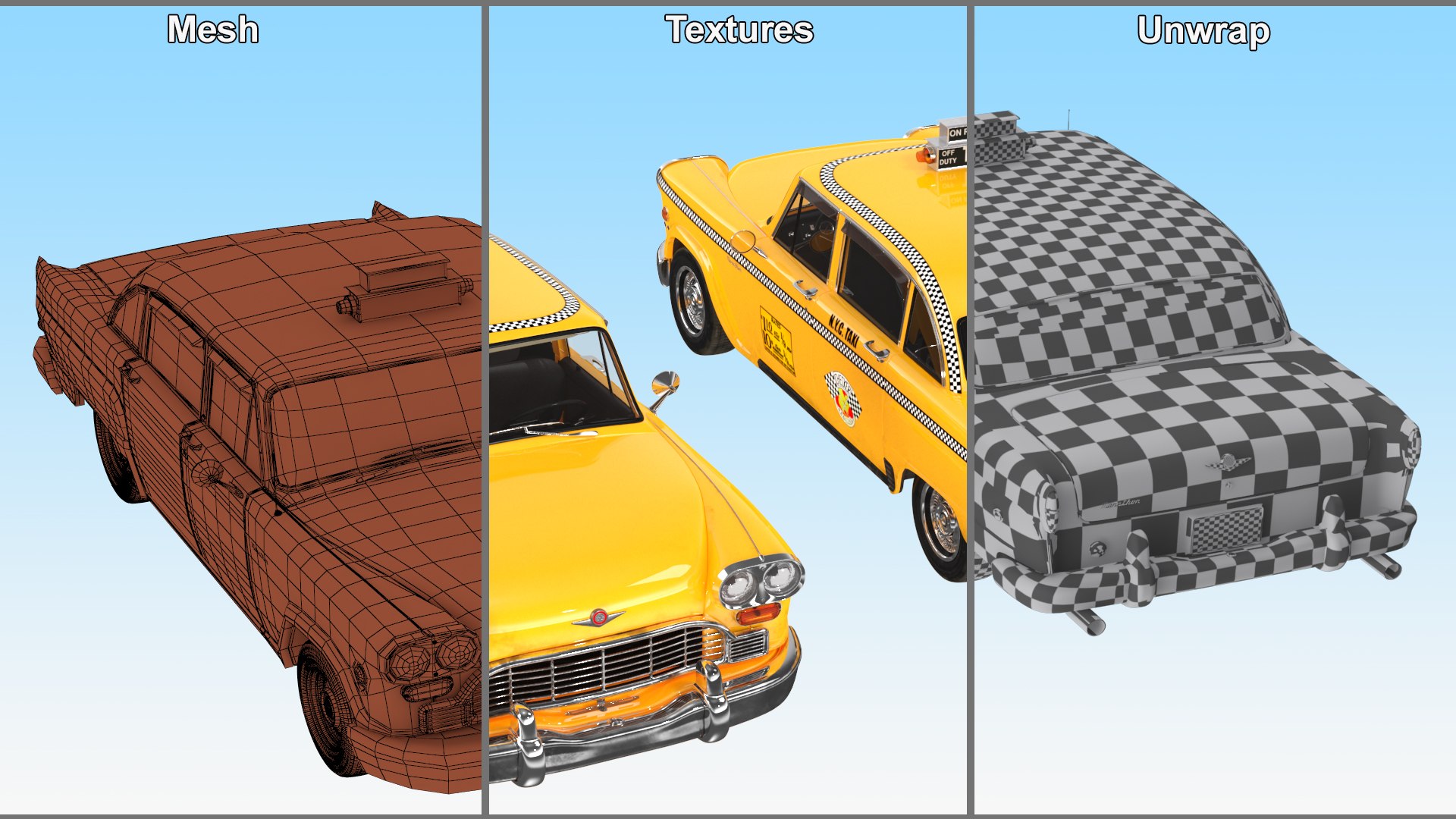 Classic Checker Taxi Cab 3D model https://p.turbosquid.com/ts-thumb/Z4/Wltd81/XR/classiccheckertaxicab3dmodel038/jpg/1715981525/1920x1080/fit_q87/ac95a135a2d64c57f6985d1528c7551fb788b92f/classiccheckertaxicab3dmodel038.jpg