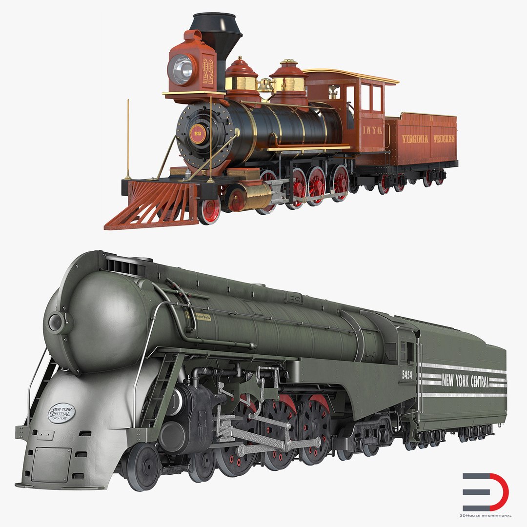Steam Trains 3D Models Collection 3D model preview