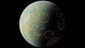 3D 8K Fictional  Megacity Planet 6