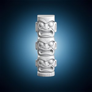 Cursed Tiki Totem Three Stacked Heads 3D Print Model model