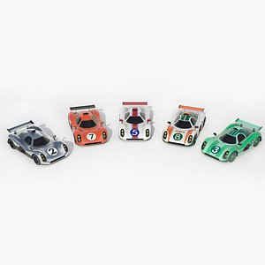3D Low poly Concept Racer cars Le Mans style