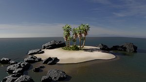 3D island scene palm