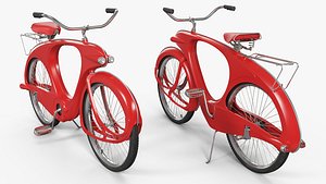 Collectible Retro Cruiser Bicycle Red Rigged for Cinema 4D model