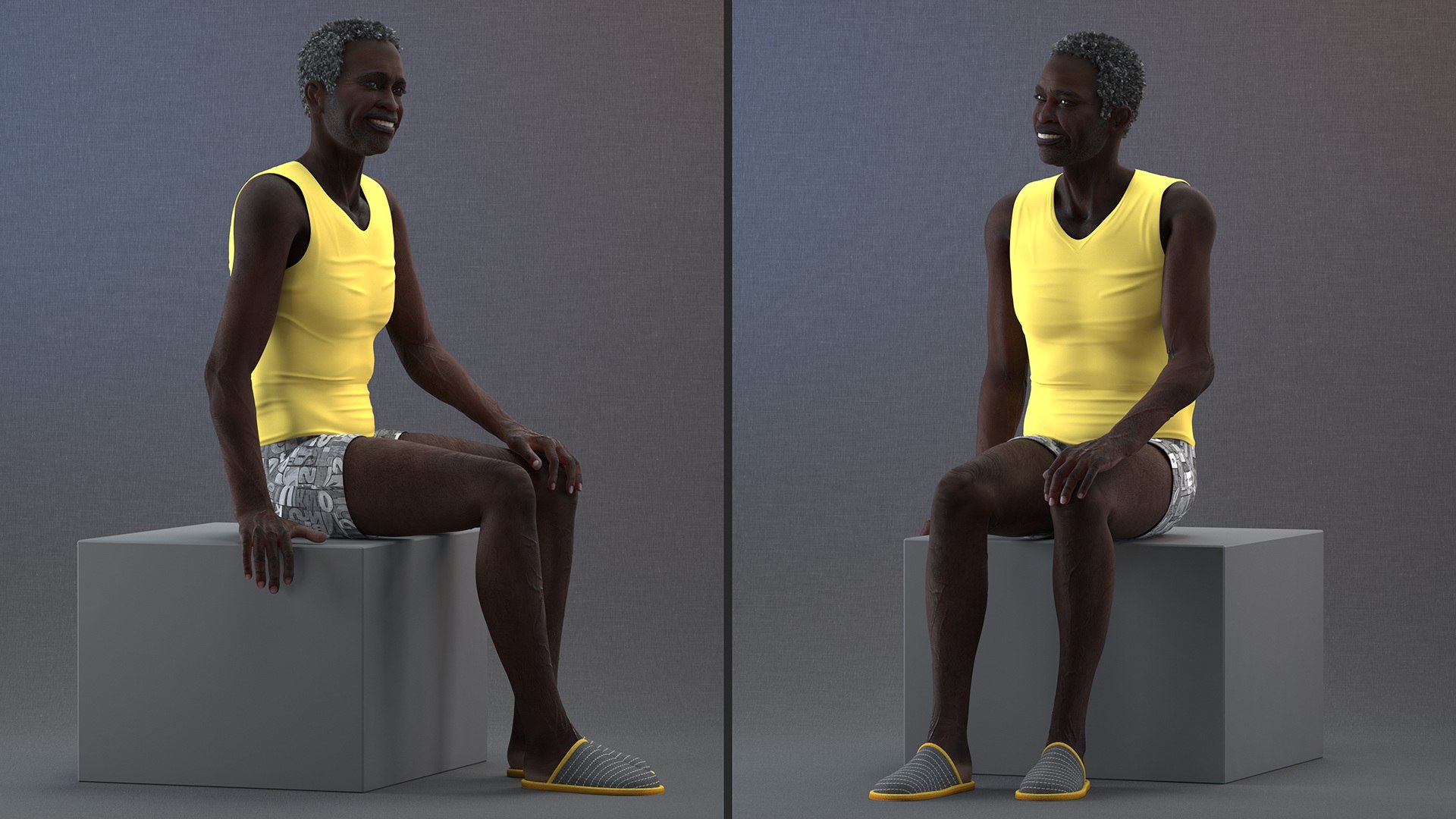 3D Afro American Old Gentleman in Sleeping Suit Sitting https://p.turbosquid.com/ts-thumb/Z5/9IAEYe/bU/afroamericanoldgentlemaninsleepingsuitsitting3dmodel009/jpg/1673914212/1920x1080/fit_q87/fd2eee33401fab1dd894ba8b09cf08cdad78a4b6/afroamericanoldgentlemaninsleepingsuitsitting3dmodel009.jpg