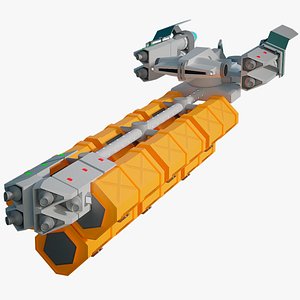 Lowpoly Cartoon Large Cargo Spaceship 07 Rigged PBR