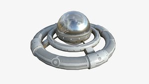 3D Alien Spaceship UFO E09 Full White - Sci Fi Spacecraft Design model