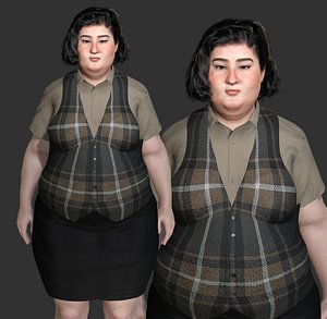ASIAN FAT WOMAN TEACHER or OFFICE WORKER Realistic 3D Character