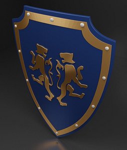 3D medieval tiger emblem shield model