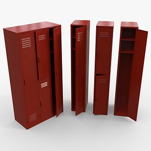 PBR School Gym Locker 04 - Red 3D