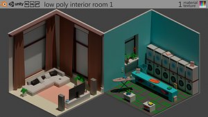 3D model room 1 Low-poly 3D model