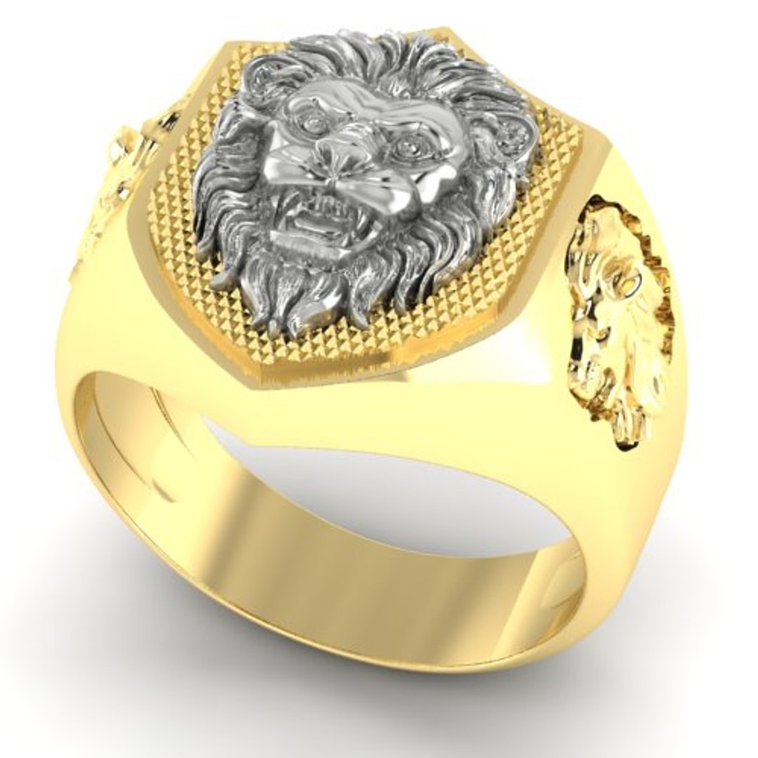 Mens signet ring with lions two options model - TurboSquid 1935140