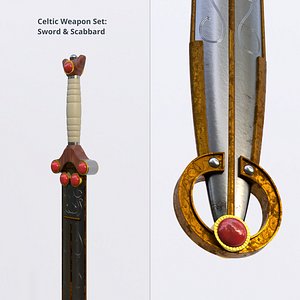Celtic Weapon Set - Sword and Scabbard model