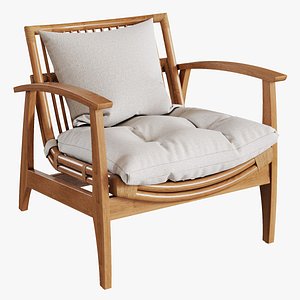 3D model CB2 - Noelie Rattan Lounge Chair with Cushion
