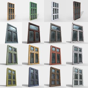 4 windows different pbr 3D model