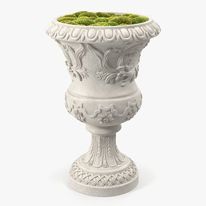 3D Planter Urn With Moss Garden h70 model