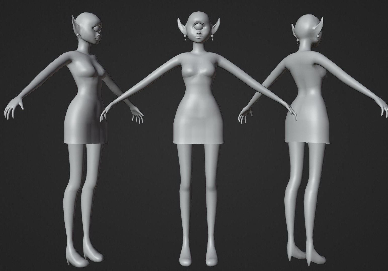 3D Model Green Alien Girl Rigged Low Poly - TurboSquid 1888428