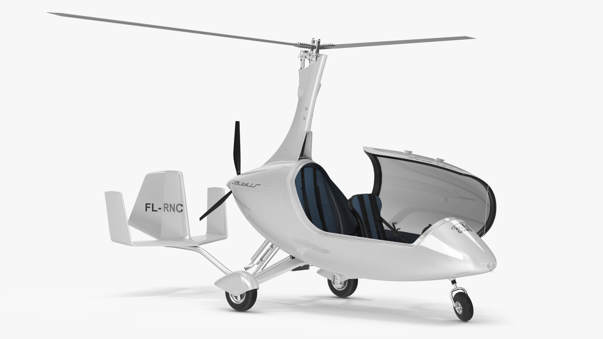 Gyroplane Calidus 912 White Rigged 3D model preview