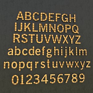 3D light bulbs alphabet model