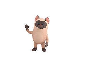 Rigged Siamese Cat Character 3D model