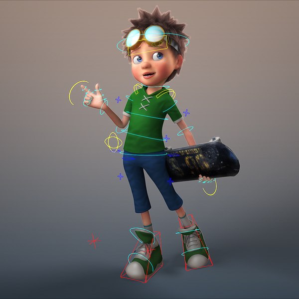 cartoon boy rigged 3D model