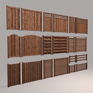 modular fences wood 3D model