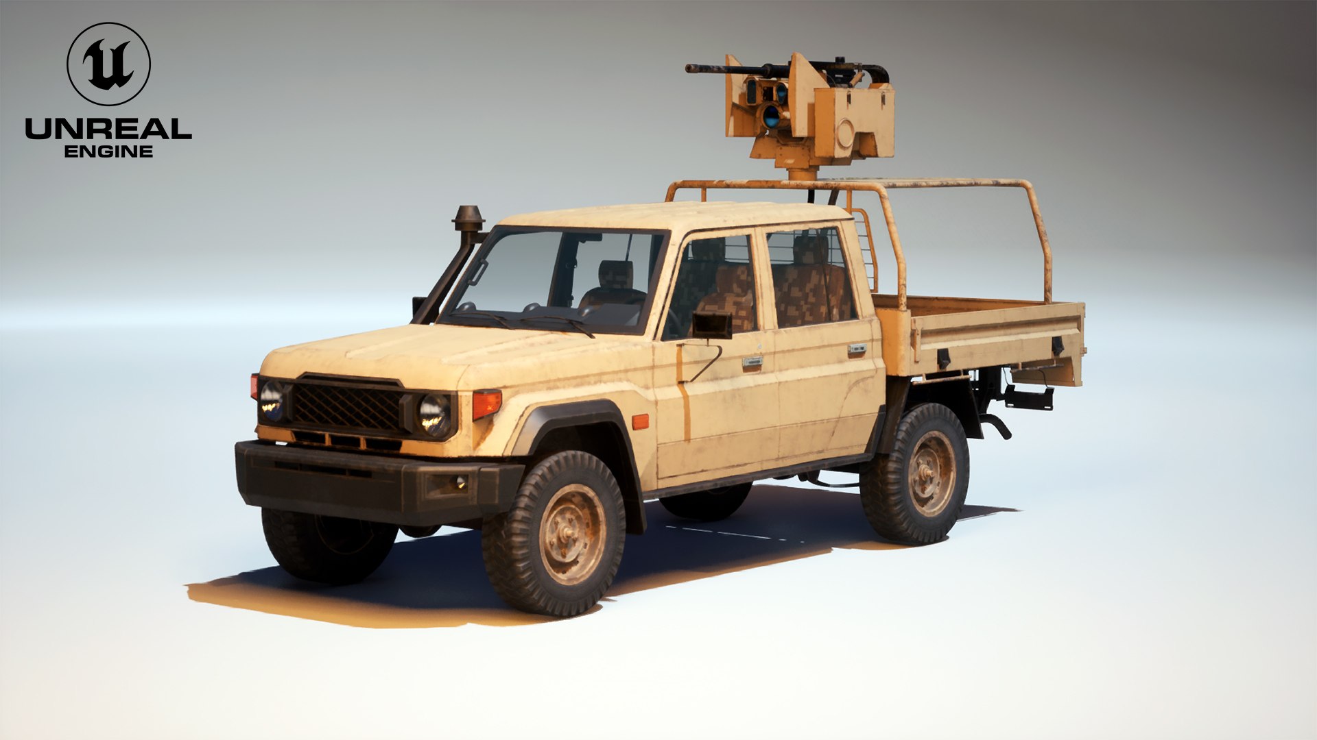 Armed Light Tactical Pickup Truck with RWS - PBR ORM Worn model https://p.turbosquid.com/ts-thumb/Z6/QPesYb/KH/ue1/jpg/1787387142/1920x1080/fit_q87/7d3e8df85fdf967d444119ff99efd29b84df5a95/ue1.jpg