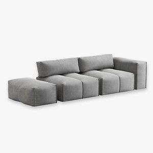 3D Divani Casa Platte Modern Grey Fabric Modular Sectional Sofa model