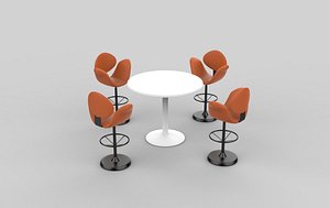tulip armchair and table 3D model 3D model