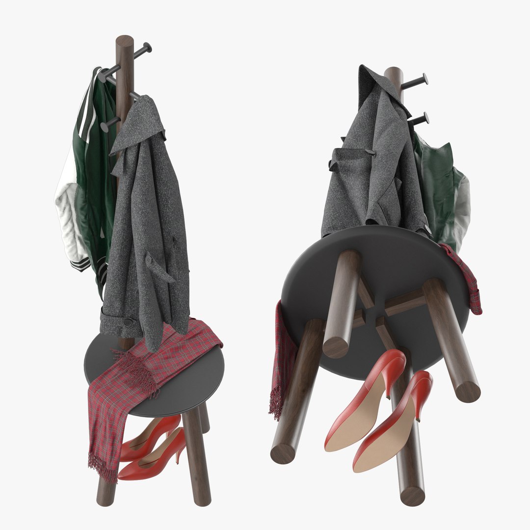 3D Model Pillar Stool And Coat Rack - TurboSquid 1986268