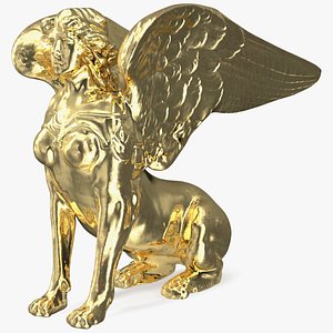 Winged Sphinx Gold Sculpture