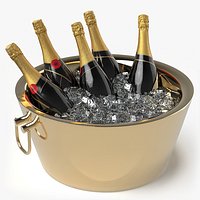 Champagne Bottles in Bronze Ice Bucket