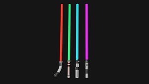 3D Lowpoly Lightsaber Collection model