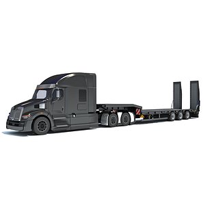 3D Truck with Platform Trailer