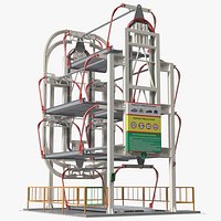 6 Place Rotary Car Parking Lift System Rigged