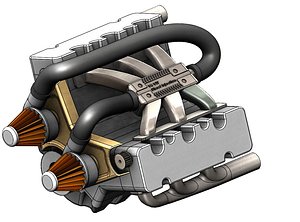 3D v6 engine model