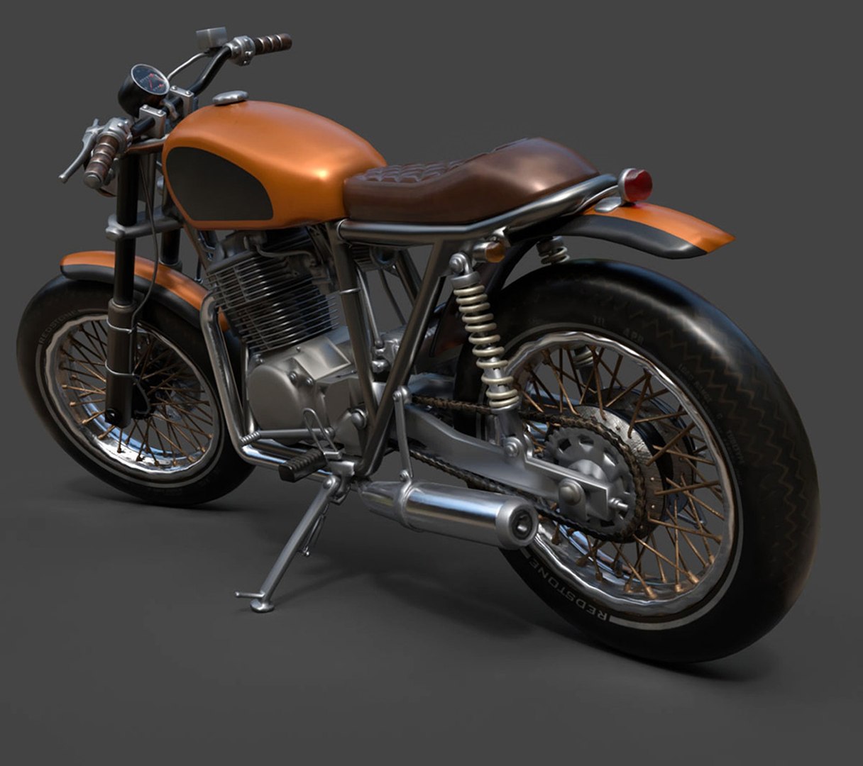 3D Model Custom Cafe Racer Motorcycle - Optimized Real-Time 3D Model ...