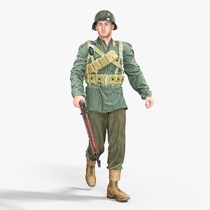 US World War 2 Soldier Low-poly