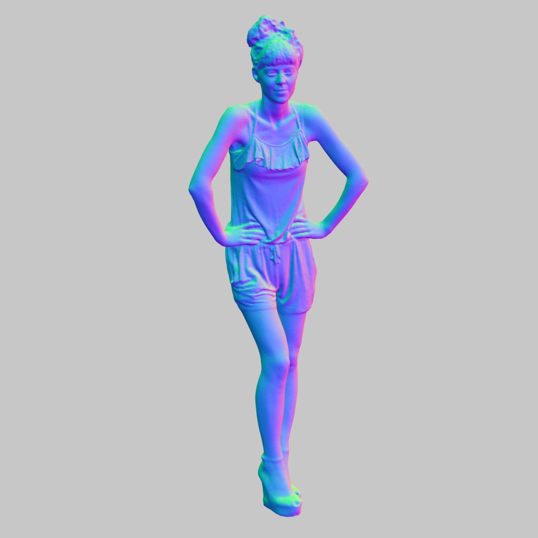 3d model fashion girl flower pattern