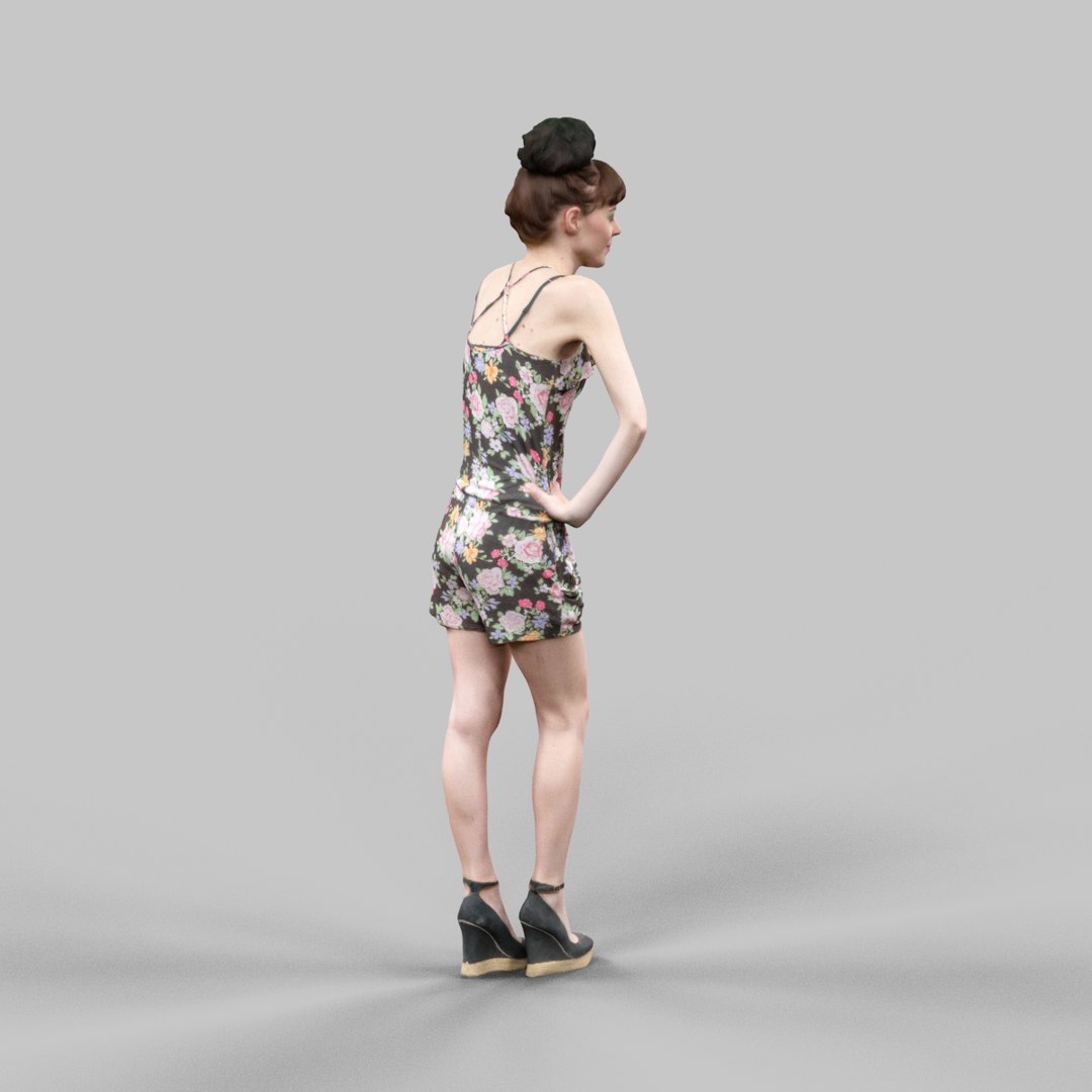 3d model fashion girl flower pattern