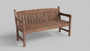 Old Wood Street Bench 3D Model with PBR Texture 3D model 3D model